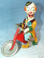 Technofix Tin Toy Wind Up Clown-Bike US. Zone Germany